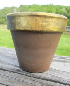 Gold Rimmed Terracotta Pot